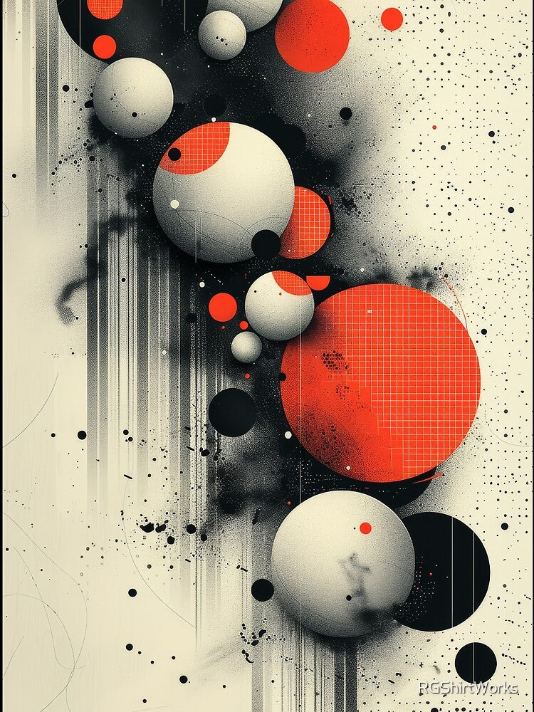 Abstract Red And White Circles In Space by RGShirtWorks