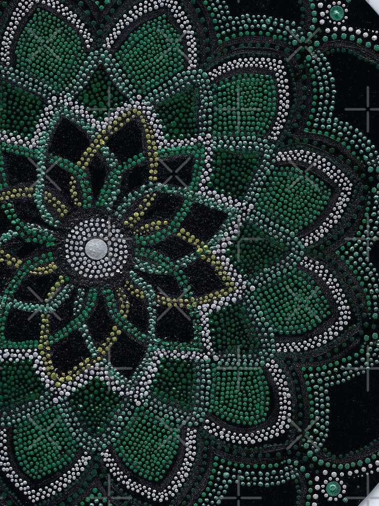 Peaceful Green and silver Mandala 2 by ElexisND