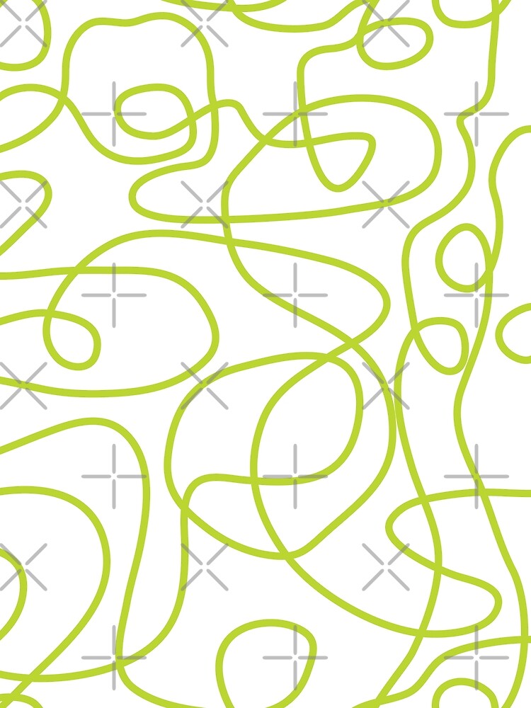 Doodle Line Art Pattern | Lime Green on White by itsjensworld