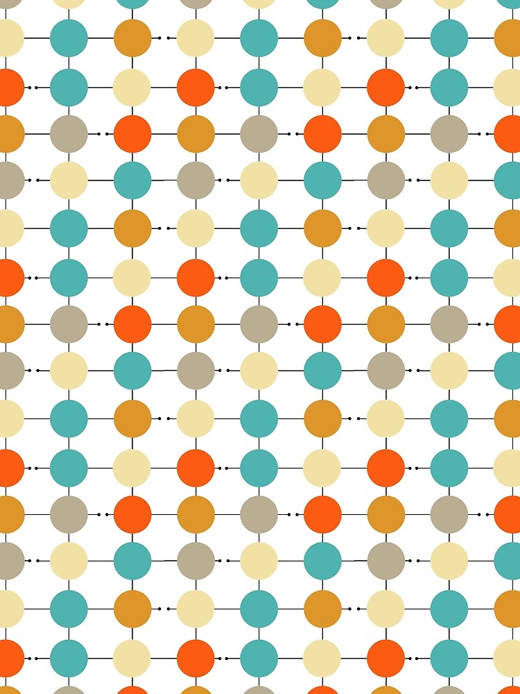 Colorful Circles On A Grid Mid Century Pattern by Orchard Berry