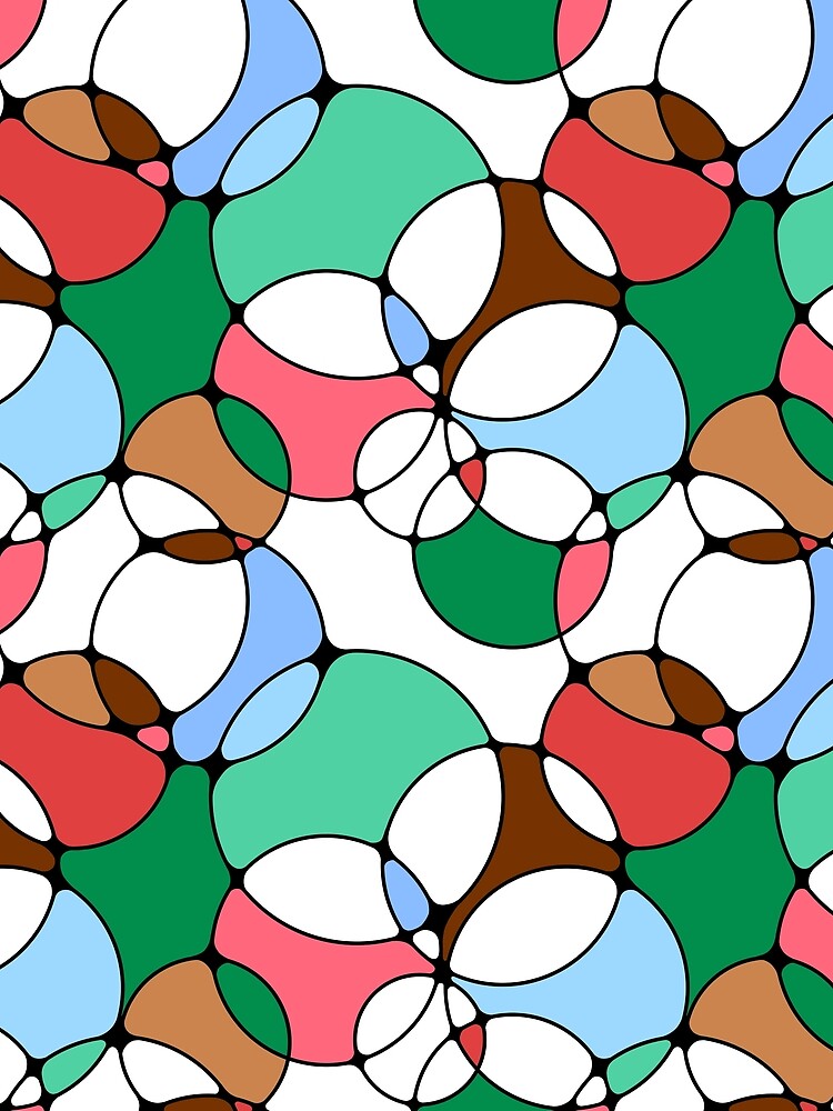 Neurographic Joy Abstract Overlapping Shapes Green Coral Blue Brown by thecolorbirdie