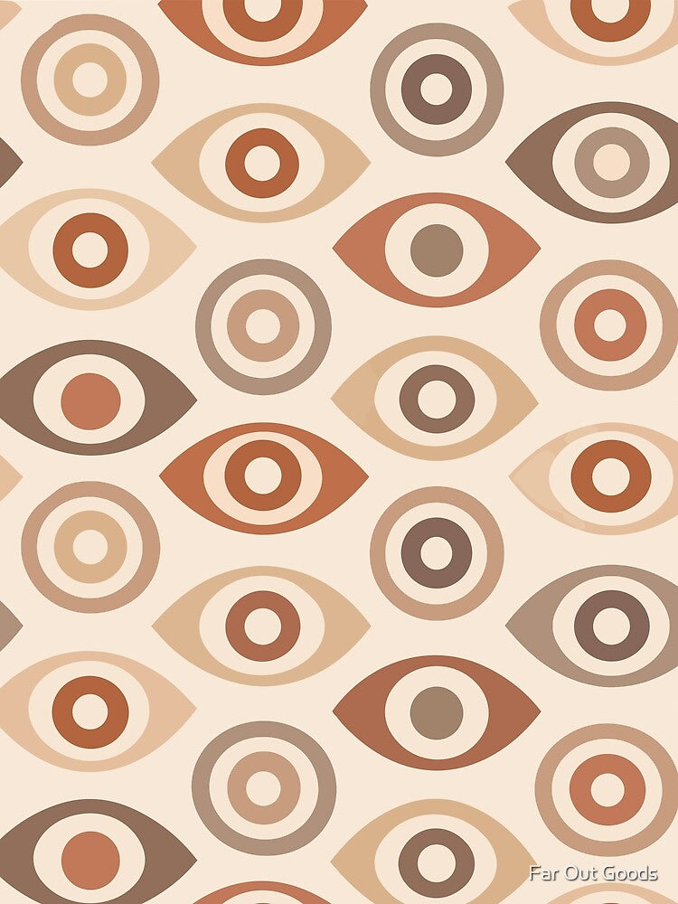 Retro 70s Neutral Eye Pattern - Mid Century Modern Boho Decor by Far Out Goods