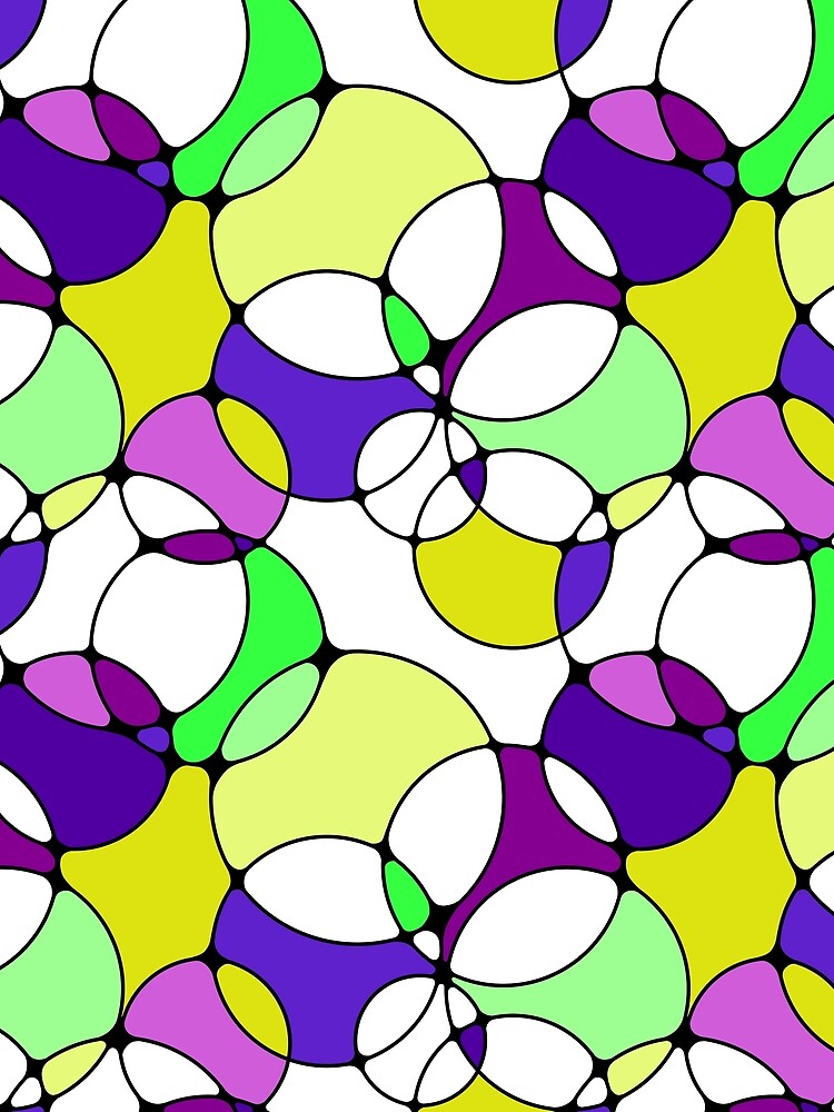 Neurographic Joy Abstract Overlapping Shapes Yellow Purple Green by thecolorbirdie