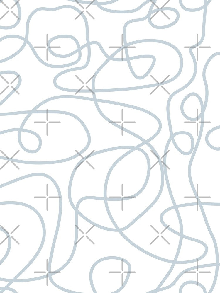 Doodle Line Art Pattern | Dusty Blue on White by itsjensworld