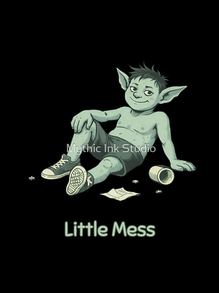 Little Mess Goblin Shirt – Minimal Funny Casual Vintage Style Tee by Mythic Ink Studio Unisex , , , Long Sleeve Tee