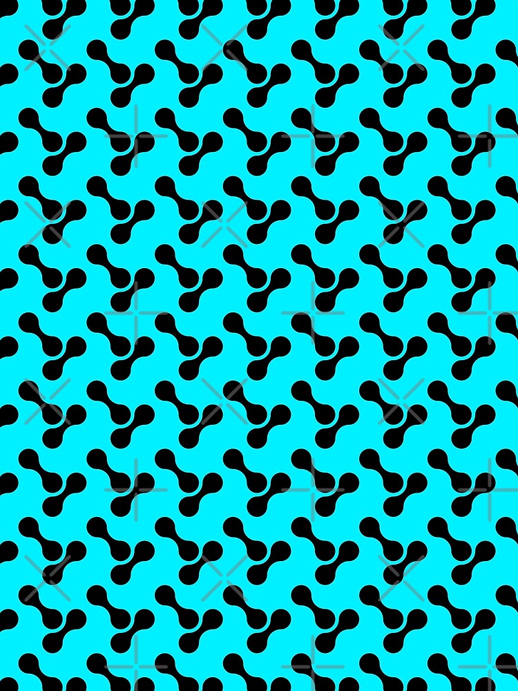 black and cyan light blue neon blue abstract bone circle organic shape pattern by Ray Loka