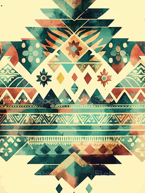 A Teal Aztec Bohemian SouthWest Design - Boho Chic Patterns by GVRDesign