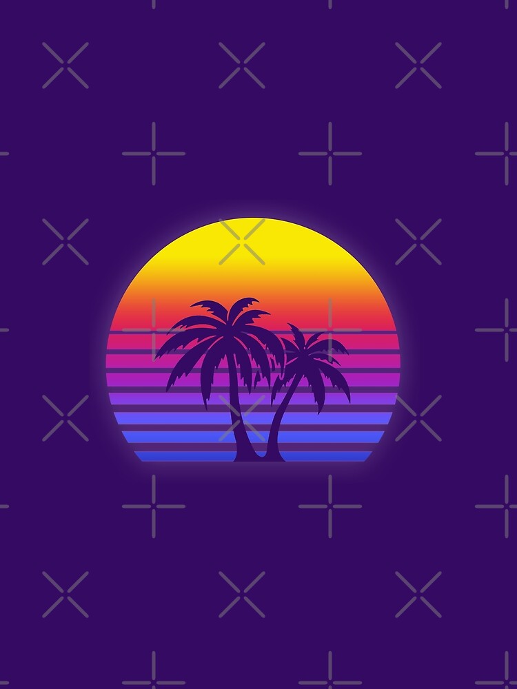 Synthwave Sun Palm Trees by christopper