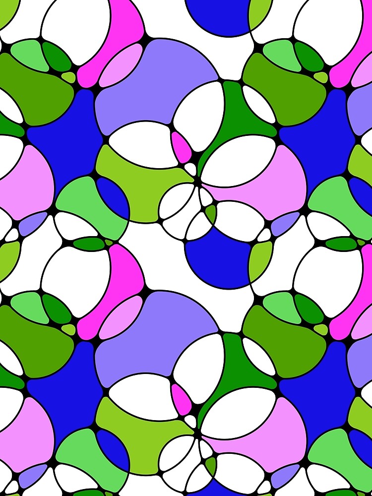 Neurographic Joy Abstract Overlapping Shapes Blue Purple Pink Green by thecolorbirdie