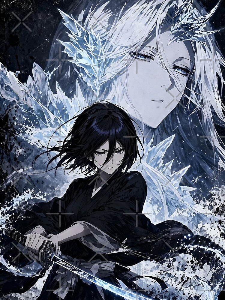 Rukia Kuchiki Ice Bankai Anime Aesthetic – Dark Fantasy Samurai Art | Bleach Fan Art by Dyan4