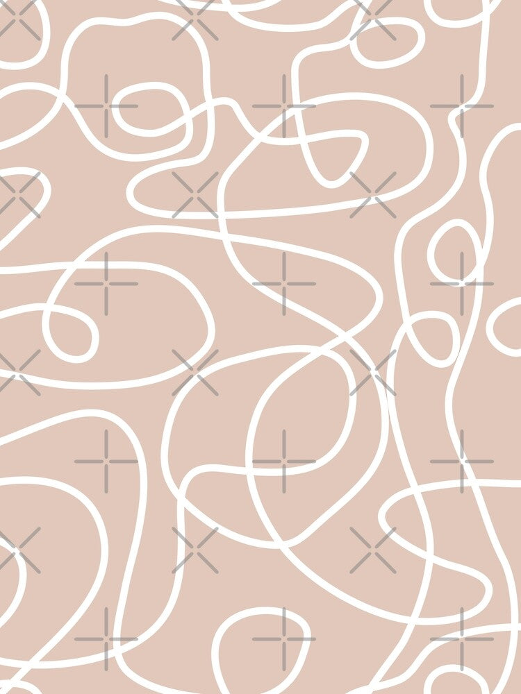 Doodle Line Art Pattern | White on Soft Terracotta by itsjensworld