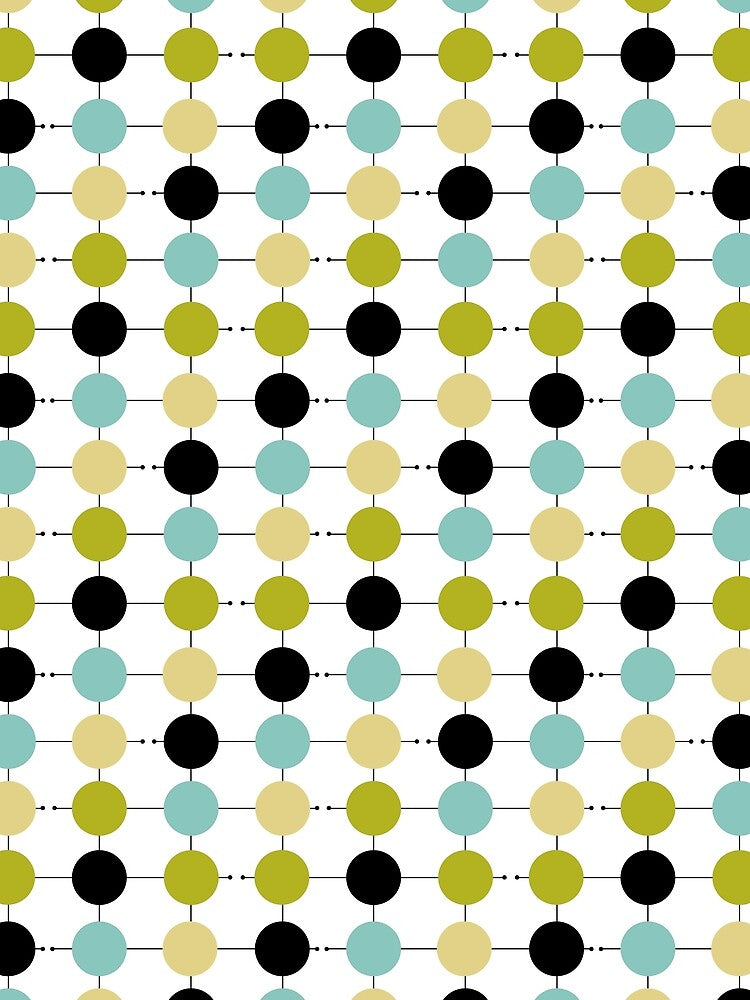 Blue Green Yellow Black Circles Mid Century Pattern by Orchard Berry