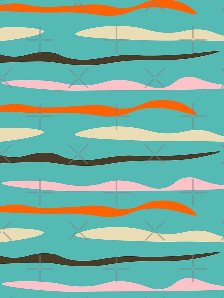Mid Mod Waves Lines Blue by susycosta