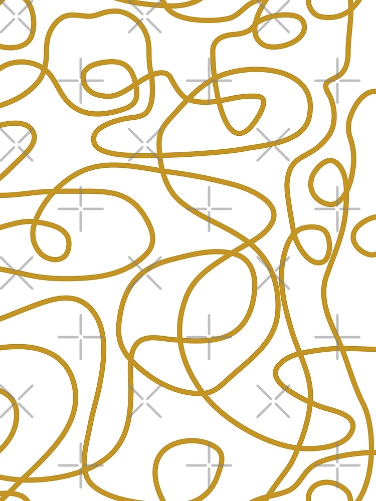 Doodle Line Art Pattern | Old Gold on White by itsjensworld