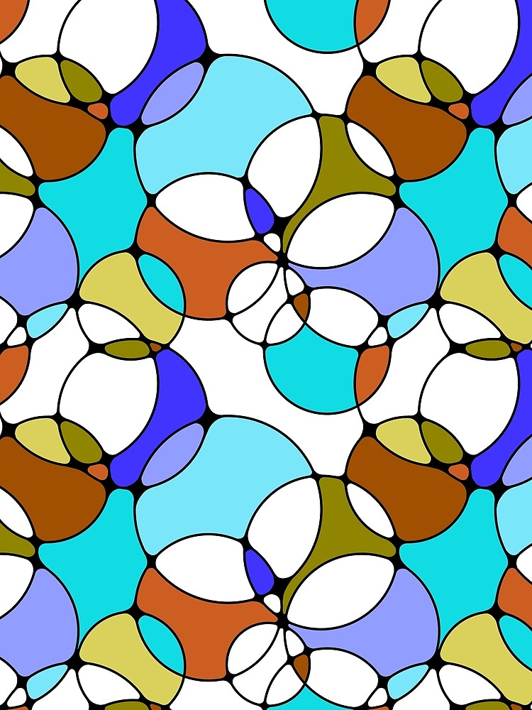 Neurographic Joy Abstract Overlapping Shapes Blue Brown Olive Avocado Green by thecolorbirdie