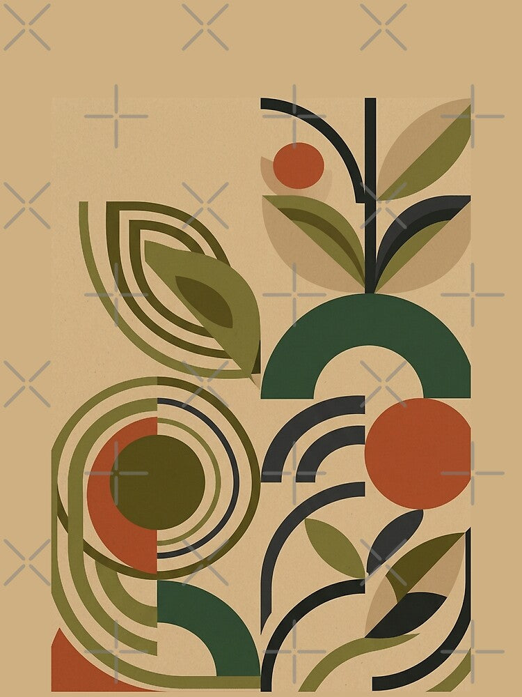 Modern Geometric Earthy Botanical Abstract Art by TheStickerGuide