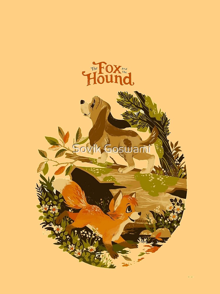 Cartoon fox and hound cute merch by Sovik Goswami Unisex , , , Long Sleeve Tee