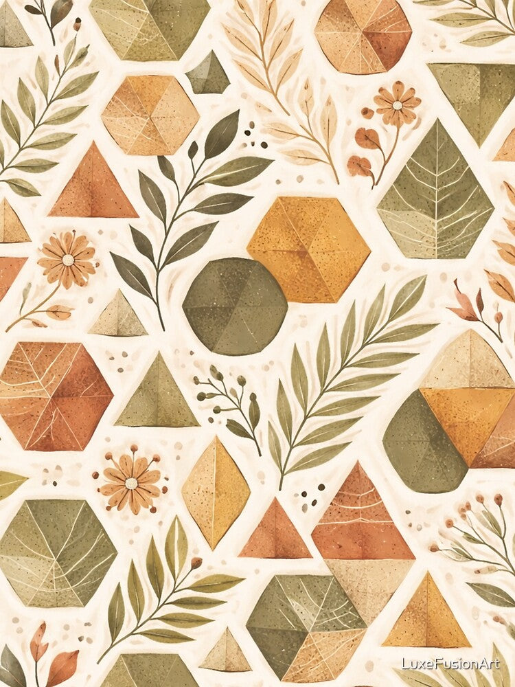 Terracotta Modern Folk Pattern by LuxeFusionArt