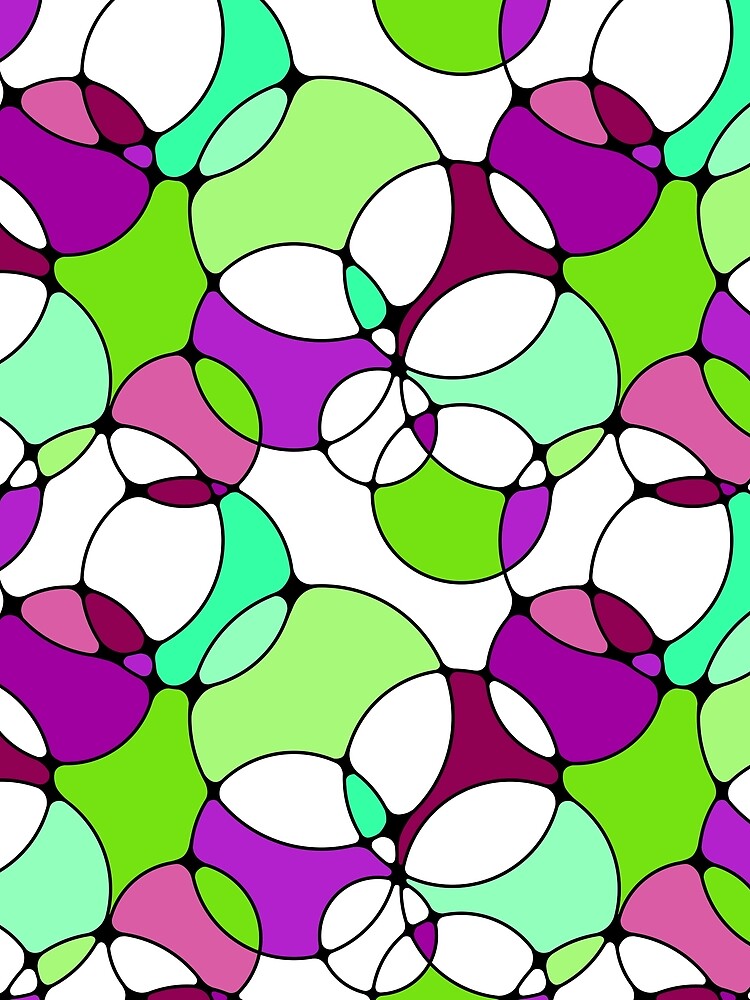 Neurographic Joy Abstract Overlapping Shapes Neon Green Plum Purple by thecolorbirdie