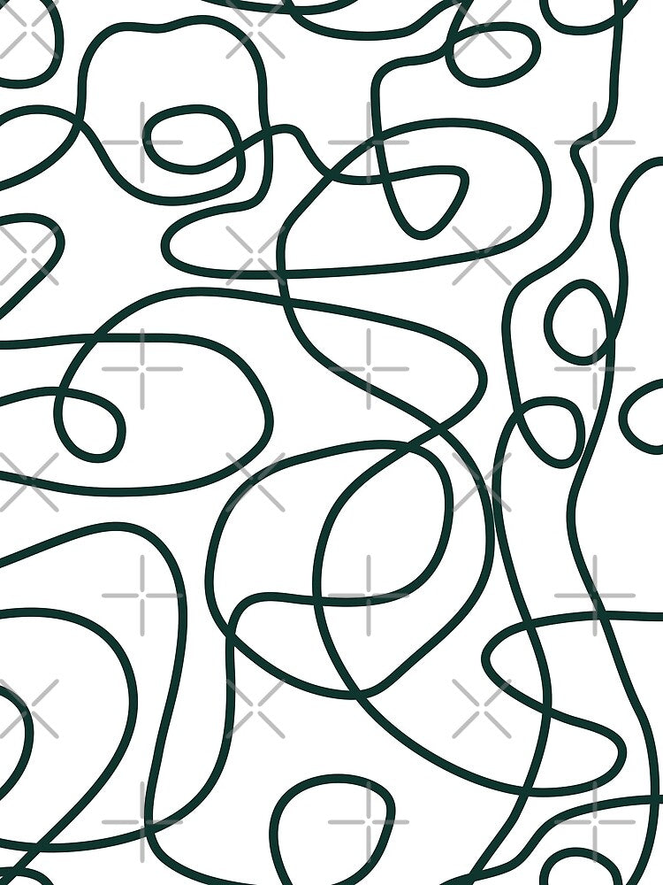 Doodle Line Art Pattern | Dark Emerald Green on White by itsjensworld