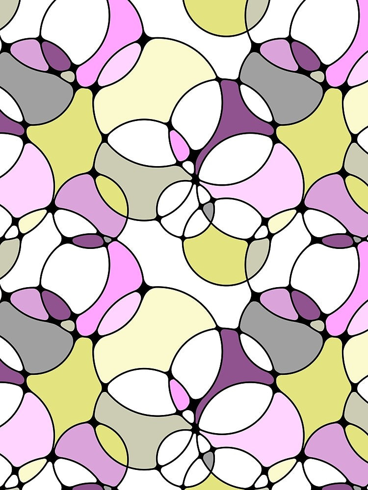 Neurographic Joy Abstract Overlapping Shapes Pink Purple Yellow Grey by thecolorbirdie