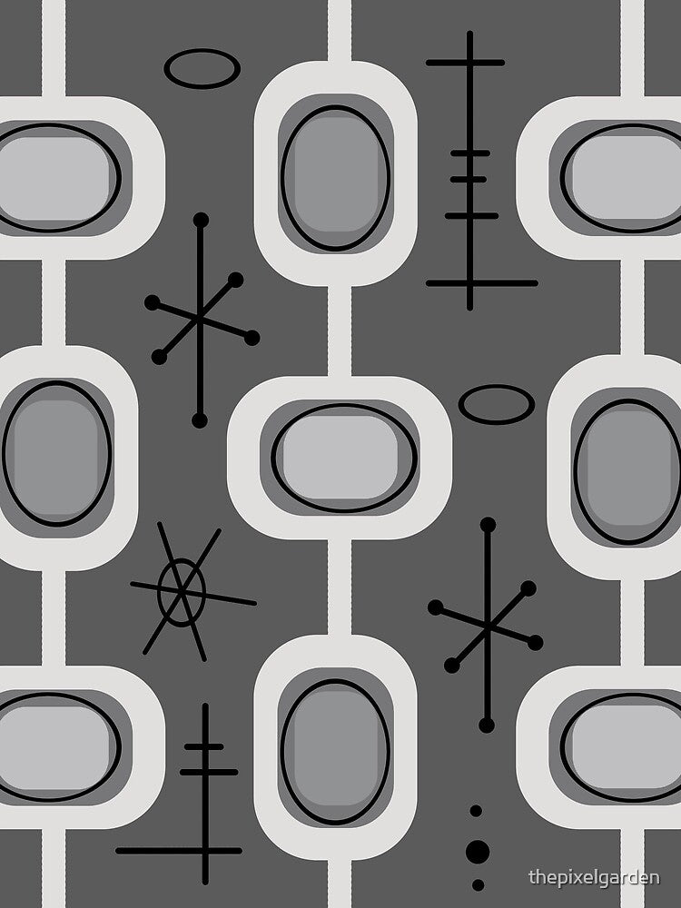 Space Age Geometric Art Dark Gray by thepixelgarden