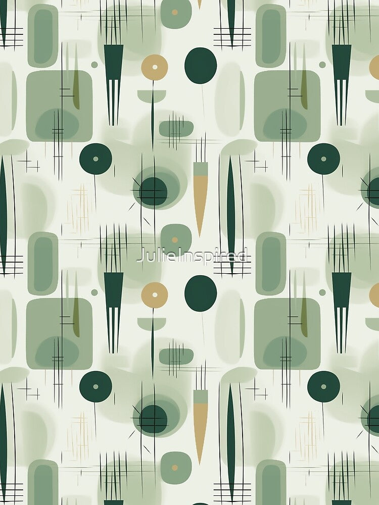 Sage Green Mid Century Modern Abstract by JulieInspired