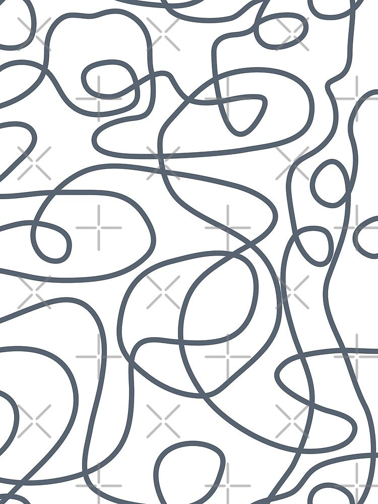 Doodle Line Art Pattern | Blue-Gray on White by itsjensworld