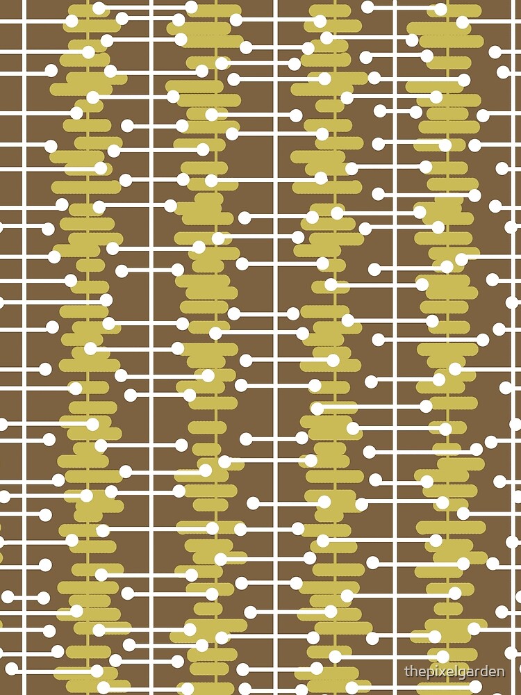 1950s Retro Abstract Lines Brown Yellow by thepixelgarden