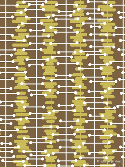 1950s Retro Abstract Lines Brown Yellow by thepixelgarden