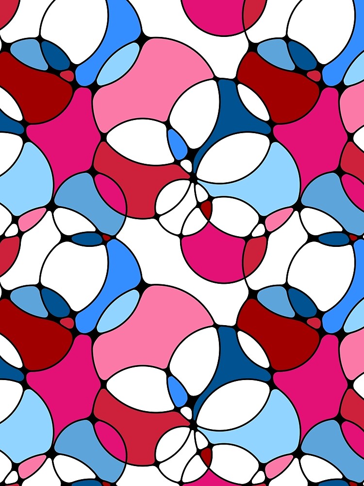 Neurographic Joy Abstract Overlapping Shapes Red Pink Magenta Blue by thecolorbirdie