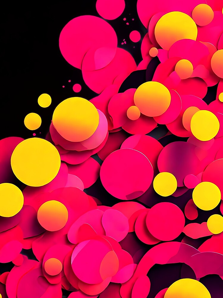 Neon pink and yellow overlapping circles with bright accents for an eye-catching by Tchoice