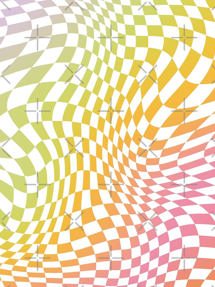 Abstract Distorted Wavy Illusion pastel rainbow aesthetic Checker checks Checkerboard Minimalist Backdrop Pattern by MarzStudio