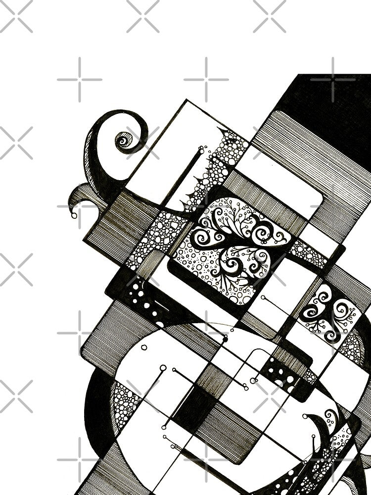 Imbrication – Abstract Ink Pattern Drawing with Angled Tiles by DanielleJScott.com