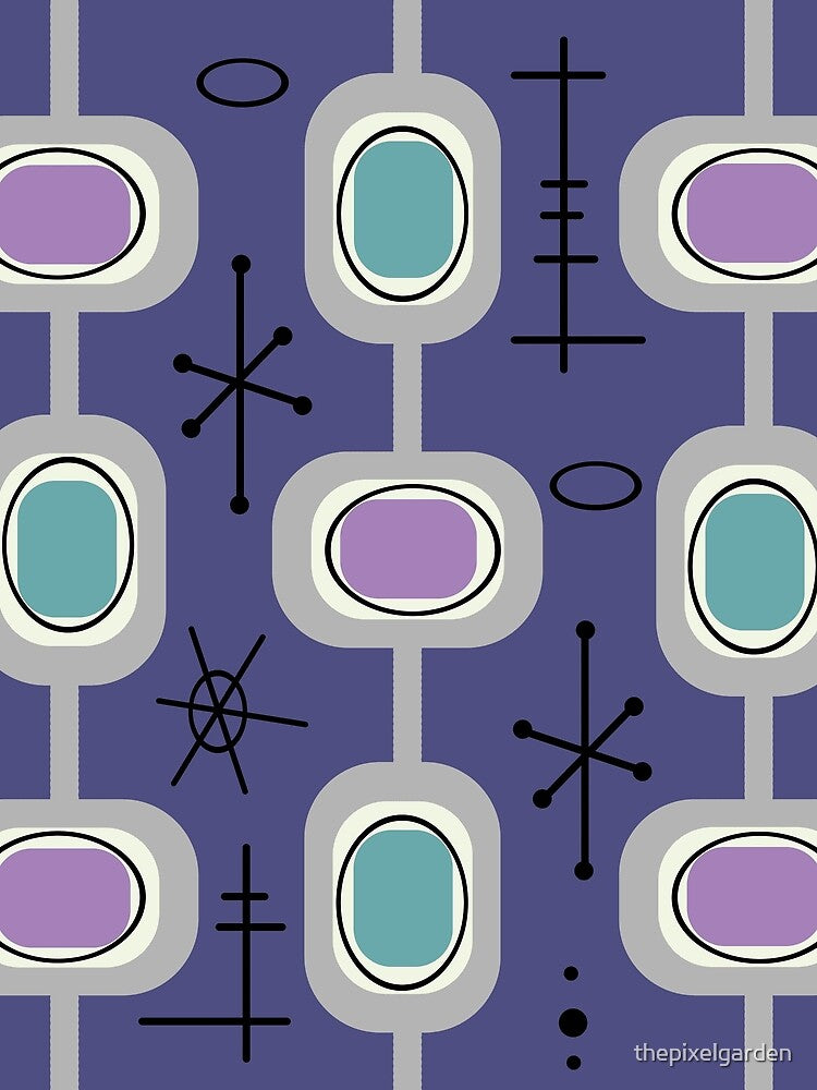 Space Age Geometric Art Purple Turquoise by thepixelgarden