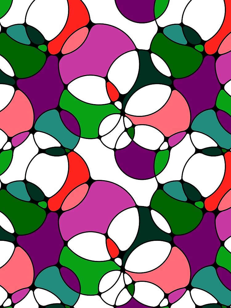 Neurographic Joy Abstract Overlapping Shapes Coral Red Magenta Purple Green by thecolorbirdie