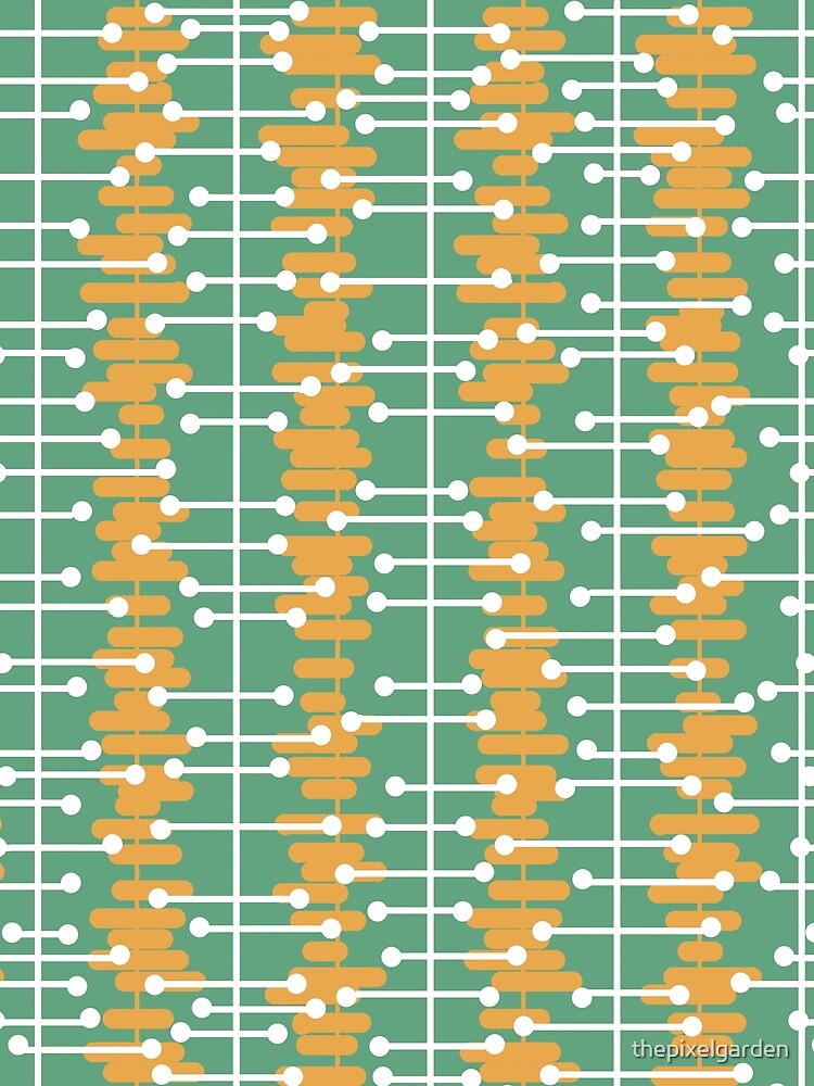 1950s Retro Abstract Lines Green Orange by thepixelgarden