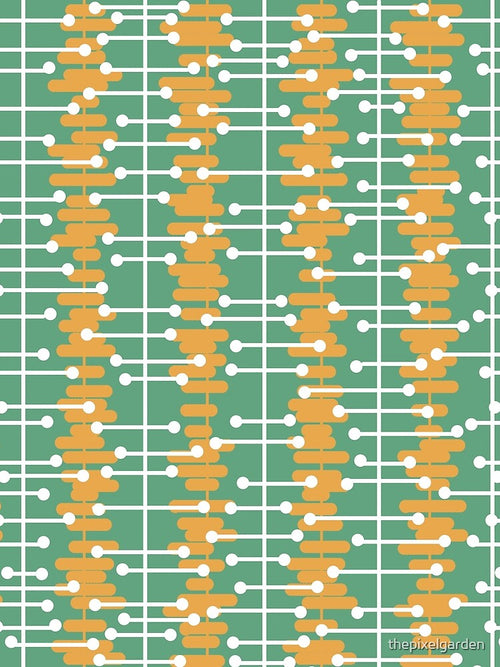 1950s Retro Abstract Lines Green Orange by thepixelgarden