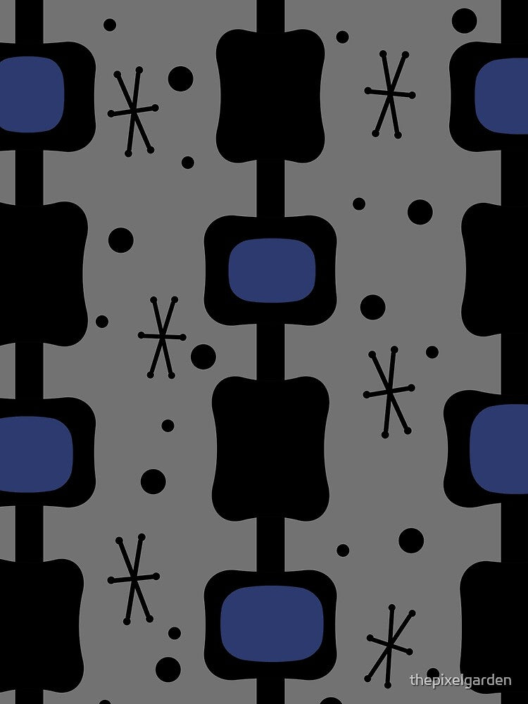 Retro Mid Mod Columns Boxes Navy Blue by thepixelgarden