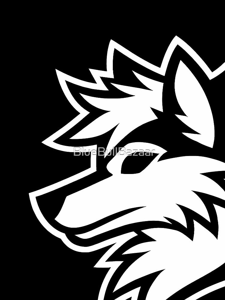 Silhouette Furry Pride Wolf Logo Black and White by BlueBullBazaar Unisex , , , Long Sleeve Tee