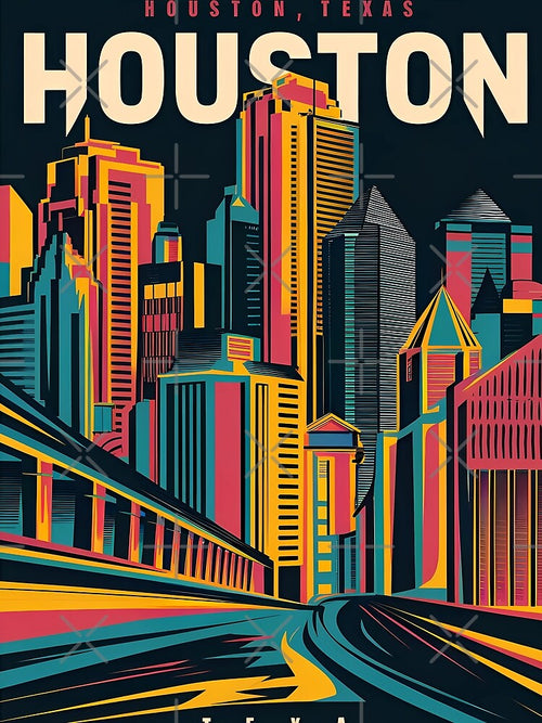 A Digital Pop Art Travel of Houston Texas by PaintedPixels01