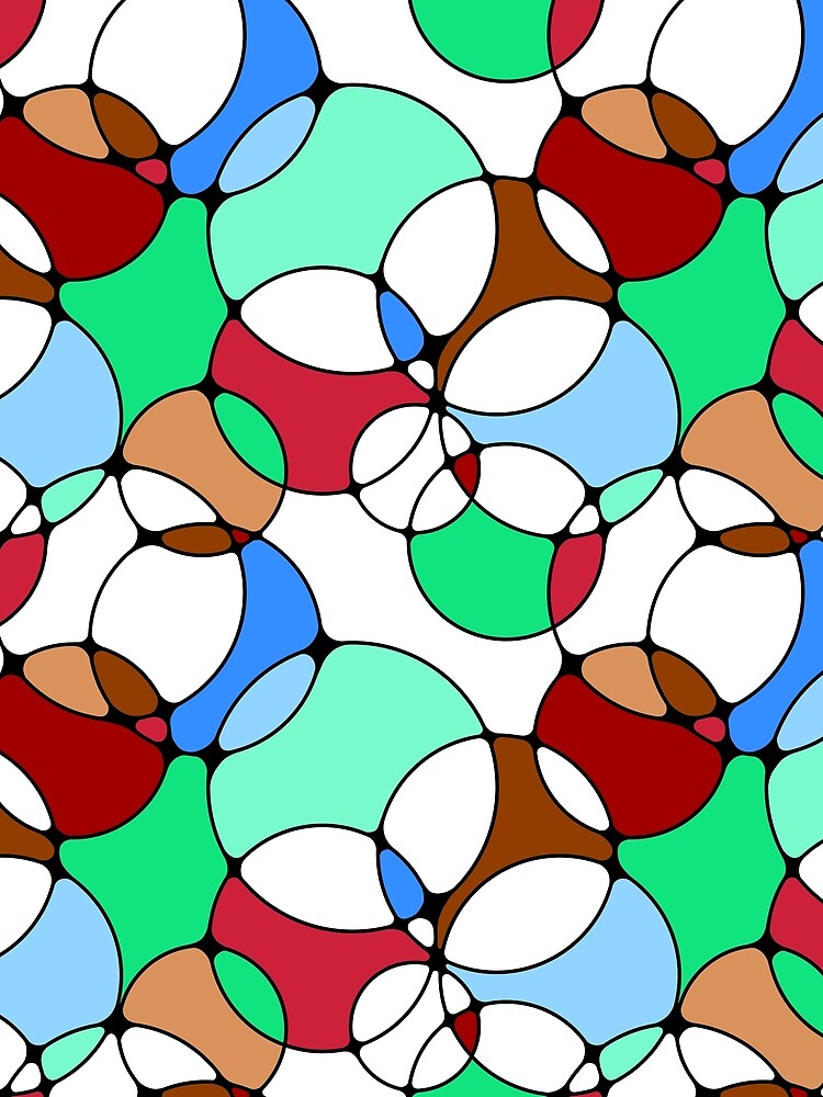 Neurographic Joy Abstract Overlapping Shapes Brown Mint Red Blue by thecolorbirdie