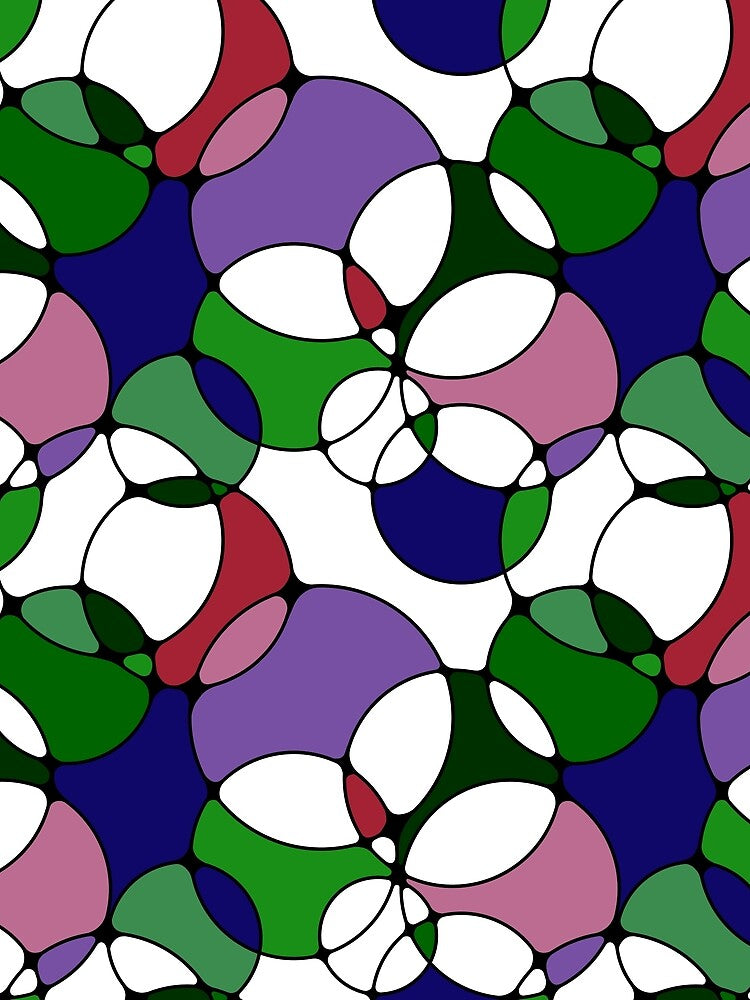 Neurographic Joy Abstract Overlapping Shapes Blue Pink Purple Green Red by thecolorbirdie
