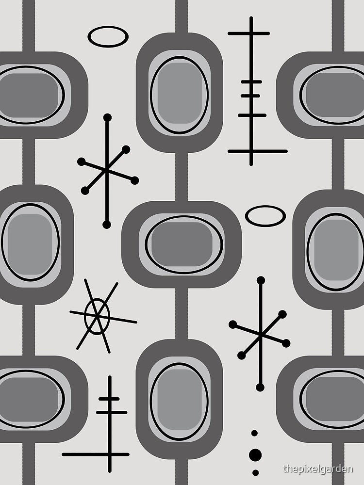 Space Age Geometric Art Light Gray by thepixelgarden