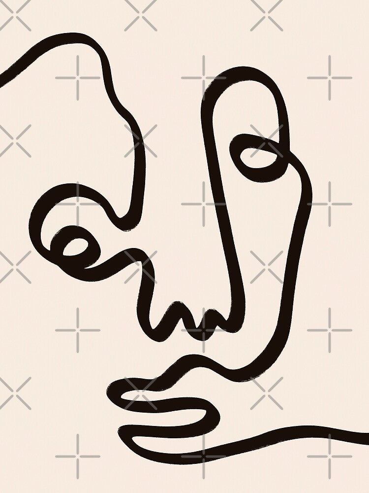 One Line Figurative Face Minimal art by trajeado14