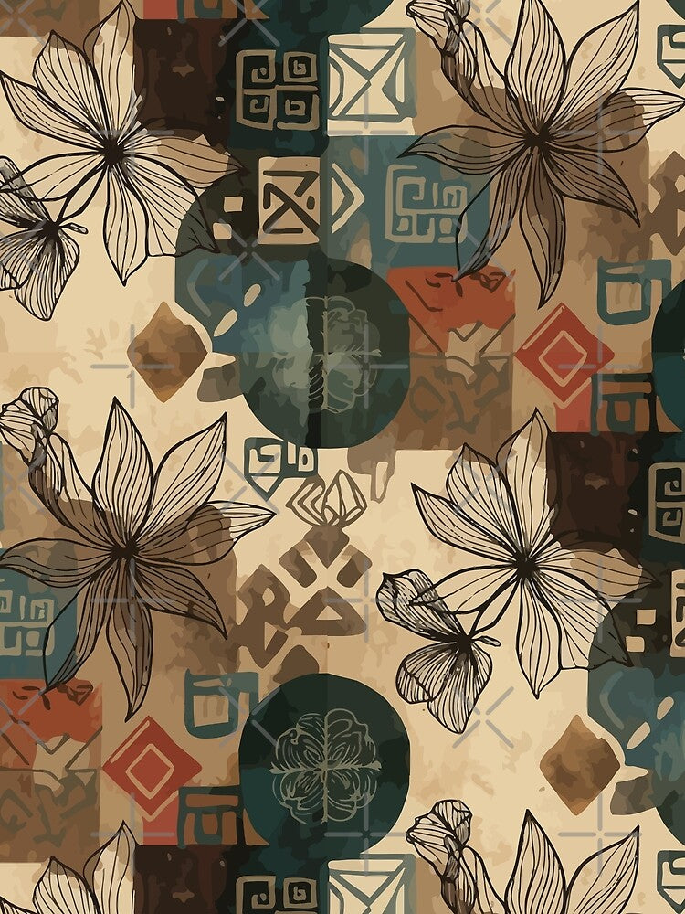 Earthy Abstract Floral Pattern by RidaSalArt