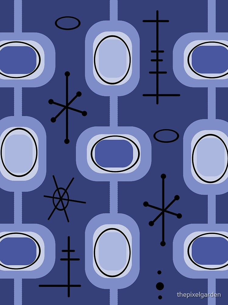 Space Age Geometric Art Navy Blue by thepixelgarden