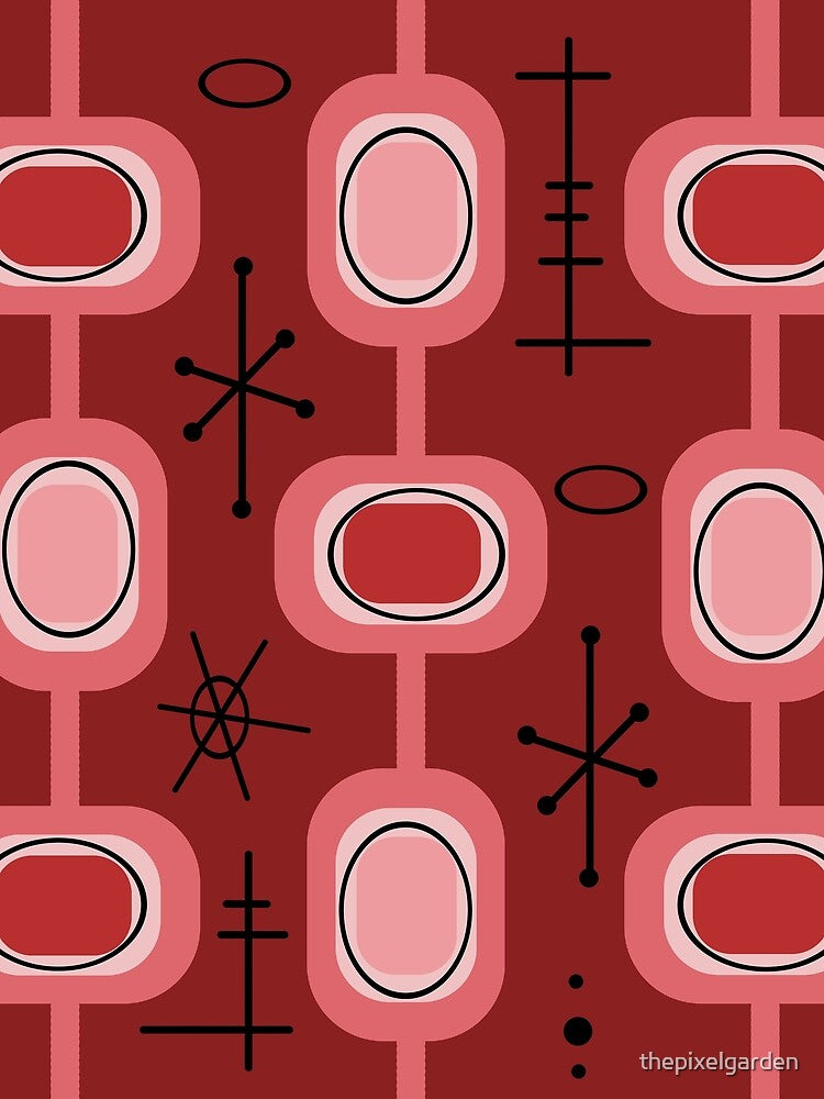 Space Age Geometric Art Burgundy by thepixelgarden