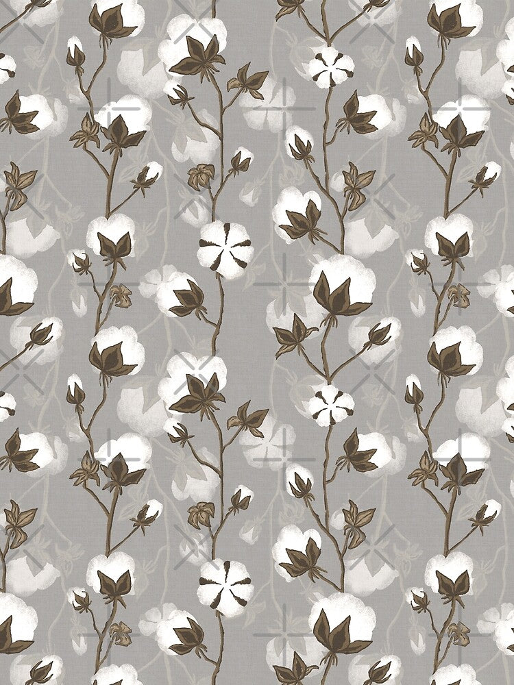 Delicate Cotton Pods on beige-grey by Kate Vasilchenko Art & Design Unisex , , , Long Sleeve Tee