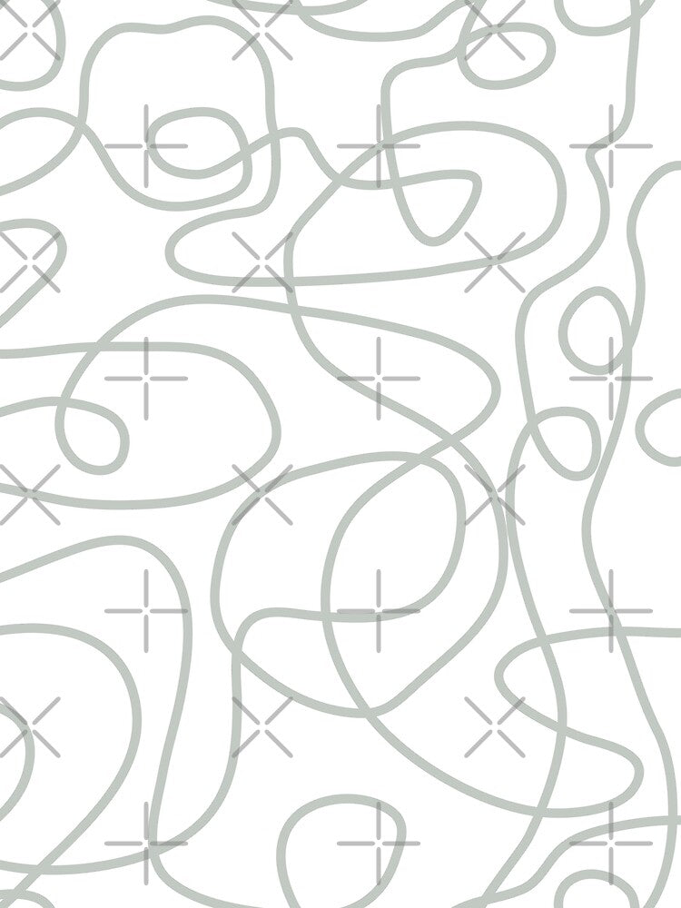 Doodle Line Art Pattern | Light Gray Green on White by itsjensworld